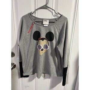 Disney Boutique Women Baby Minnie Mouse Long Sleeve Round Neck Shirt Gray XL